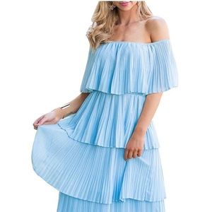 Women's Off The Shoulder Ruffle Chiffon dress